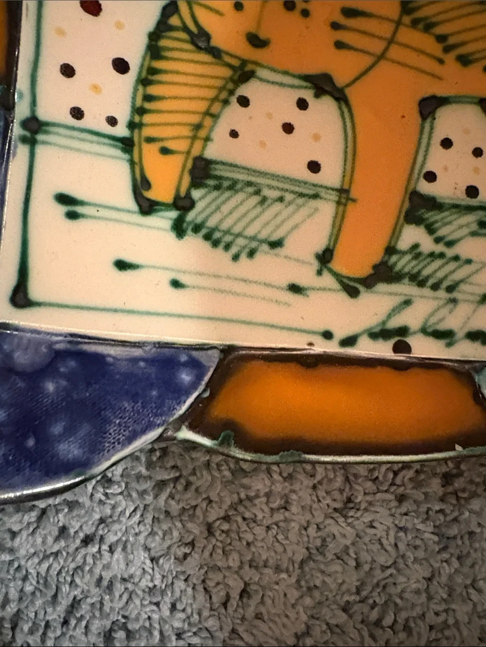 RARE Juozas & Rasa Saldaitis CAT wall /art platter with double handles ;signed - Picture 7 of 9